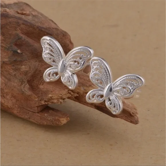 Sterling Silver Butterfly Earrings - Picture 3 of 3